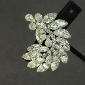Weiss Brooch Pin Clear Rhinestone Marquise Silver Tone Cluster Spray Statement